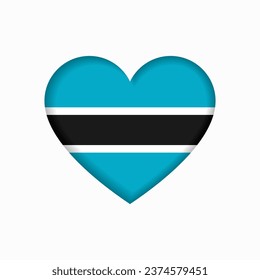 Botswanan flag heart-shaped sign. Vector illustration.