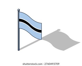 Botswanan flag isometric vector illustration with shadow Botswanan flag