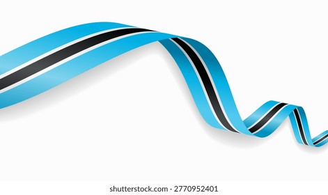Botswanan flag waving ribbon, symbolizing national pride, ideal for patriotic badges, certificates, or cultural design themes and national holidays. Vector illustration.