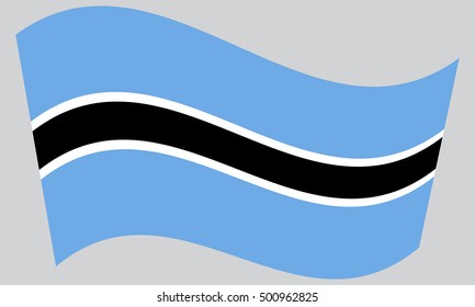 Botswanan national official flag. African patriotic symbol, banner, element, background. Correct colors. Flag of Botswana waving on gray background, vector