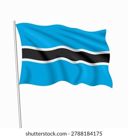 Botswanan waving national flag, symbolizing national pride, ideal for patriotic badges, or cultural design themes and national holidays. Vector illustration.