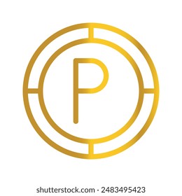 Botswana's currency is pula the golden coin, which can be used as a design symbol for money, finance and business. with a gradient fill design.