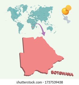 Botswana's place in the world. 3D map