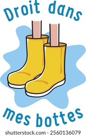 Bottes jaunes de pluie dans une flaque 