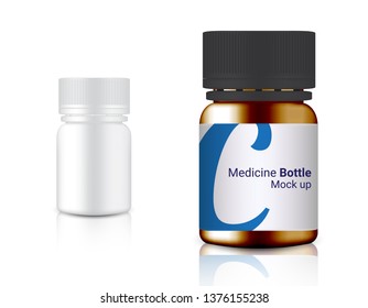 Bottle 3D Mock up Realistic Medicine Packaging for Calcium and vitamin pill on white Background Illustration