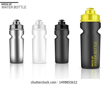 Bottle 3D Mock up Realistic Plastic Shaker in Vector for Water and Drink. Bicycle and Sport Concept illustration Design. 