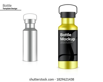 Bottle 3D Mock up Realistic Plastic Shaker in Vector for Water and Drink. Bicycle and Sport Concept Design. 