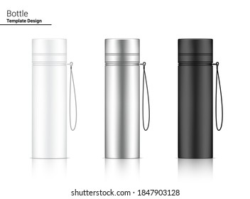 Bottle 3D Mock up Realistic Plastic Shaker in Vector for Water and Drink. Bicycle and Sport Concept Design. 