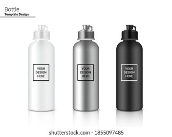 Botella 3D Burla el Agitador Plástico Realista en Vector para Agua y Bebida. Diseño del concepto de bicicleta y deporte. 
