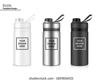 Bottle 3D Mock up Realistic Plastic Shaker in Vector for Water and Drink. Bicycle and Sport Concept Design. 
