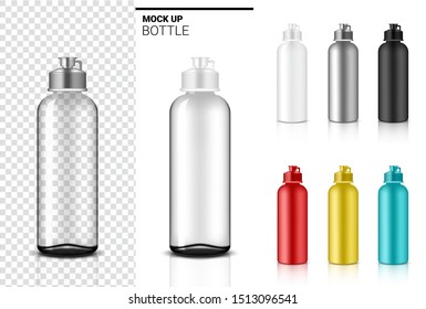 Bottle 3D Mock up Realistic transparent Dropper Plastic Shaker in Vector for Water and Drink. Bicycle and Sport Concept Design. 