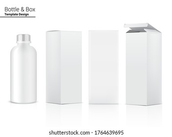 Bottle 3D Mock up Realistic transparent Plastic Shaker with box in Vector for Water and Drink. Bicycle and Sport Concept Design. 