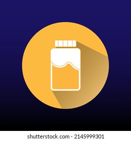 bottle 3d vector art,icon,symbol or logo in orange and blue background.