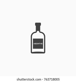 Bottle of absinthe monochrome icon. Vector illustration.