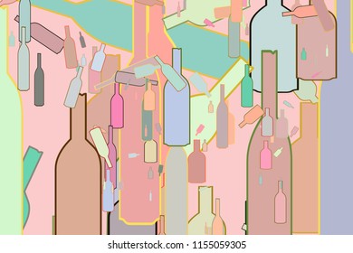 Bottle abstract, hand drawn texture, backdrop or background. Vector artwork.
