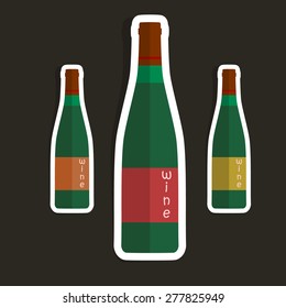 Bottle abstract isolated on a brown backgrounds. Vector wine symbol