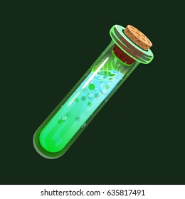 Bottle of acid. Game icon of magic elixir. Interface for rpg or match3 game. Small variant. Vector illustration