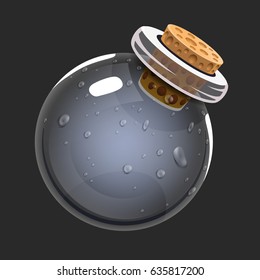 Bottle of air. Game icon of magic elixir. Interface for rpg or match3 game. Big variant. Vector illustration