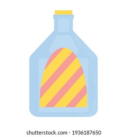 Bottle of alcohol, another drink or water. Party, pub, restoraunt or club element. alcohol coctail with vermouth. Vector illustration, isolated on a white background.