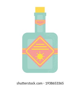 Bottle of alcohol, another drink or water. Party, pub, restoraunt or club element. alcohol coctail with vermouth. Vector illustration, isolated on a white background.