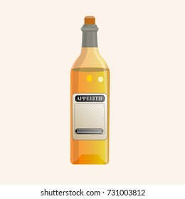 A bottle of alcohol. Aperitif. Alcohol single icon. Vector illustration on beige background. Eps 10