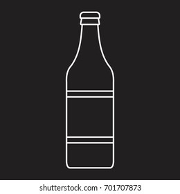 Bottle alcohol beer in thin line style icon vector illustration for design and web isolated on black background. Bottle alcohol beer vector object for labels and advertising