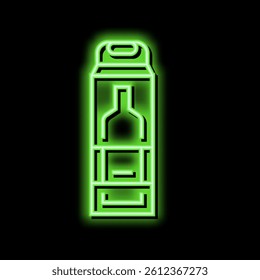 bottle of alcohol box neon light sign vector. bottle of alcohol box illustration