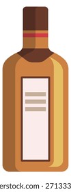 Una botella de alcohol con una etiqueta marrón