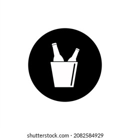 Bottle Alcohol in bucket icon circle background black color editable. Alcohol icon. Nightlife bar vector.