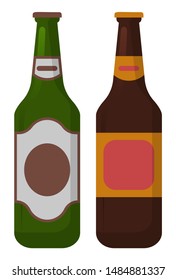 Bottle of alcohol drink, element of celebration party, toast symbol. Alcoholic beverage cognac and wine or champagne and rum, ale or gin, whiskey, pub object, entertainment strong drinks vector