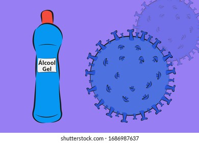 bottle of alcohol gel for coronavirus sterilization