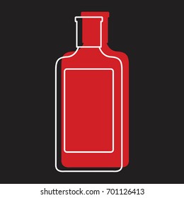 Bottle alcohol gin in line with color silhouette style icon vector illustration for design and web isolated on black background. Bottle alcohol gin vector object for labels