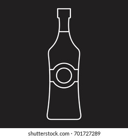 Bottle alcohol gin in thin line style icon vector illustration for design and web