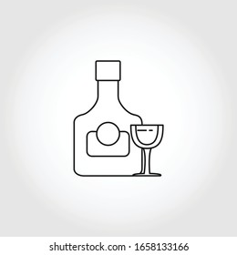 bottle of alcohol with glass line icon