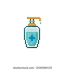 Bottle with alcohol for hands, pixel art object