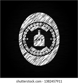bottle of alcohol icon with chalkboard texture
