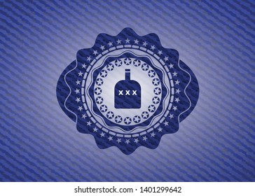 bottle of alcohol icon with denim texture