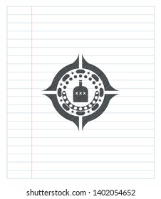 bottle of alcohol icon draw (pencil strokes). Vector Illustration. Detailed.