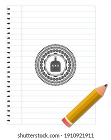 bottle of alcohol icon draw (pencil strokes). Vector Illustration. Detailed. 