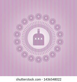 bottle of alcohol icon inside badge with pink background