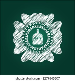 bottle of alcohol icon inside chalk emblem