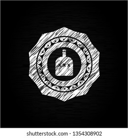 bottle of alcohol icon inside chalkboard emblem written on a blackboard