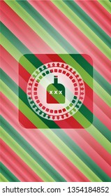 bottle of alcohol icon inside christmas badge.