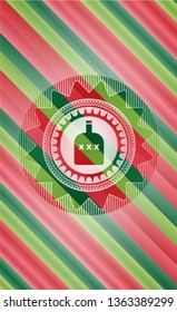 bottle of alcohol icon inside christmas style badge..