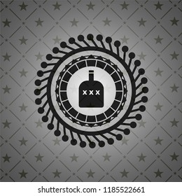 bottle of alcohol icon inside dark emblem