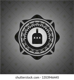 bottle of alcohol icon inside dark badge or emblem