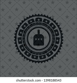 bottle of alcohol icon inside dark badge or emblem