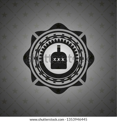 bottle of alcohol icon inside dark badge or emblem