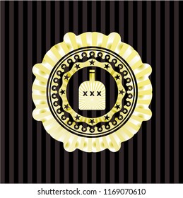 bottle of alcohol icon inside gold emblem