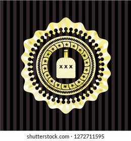 bottle of alcohol icon inside gold emblem